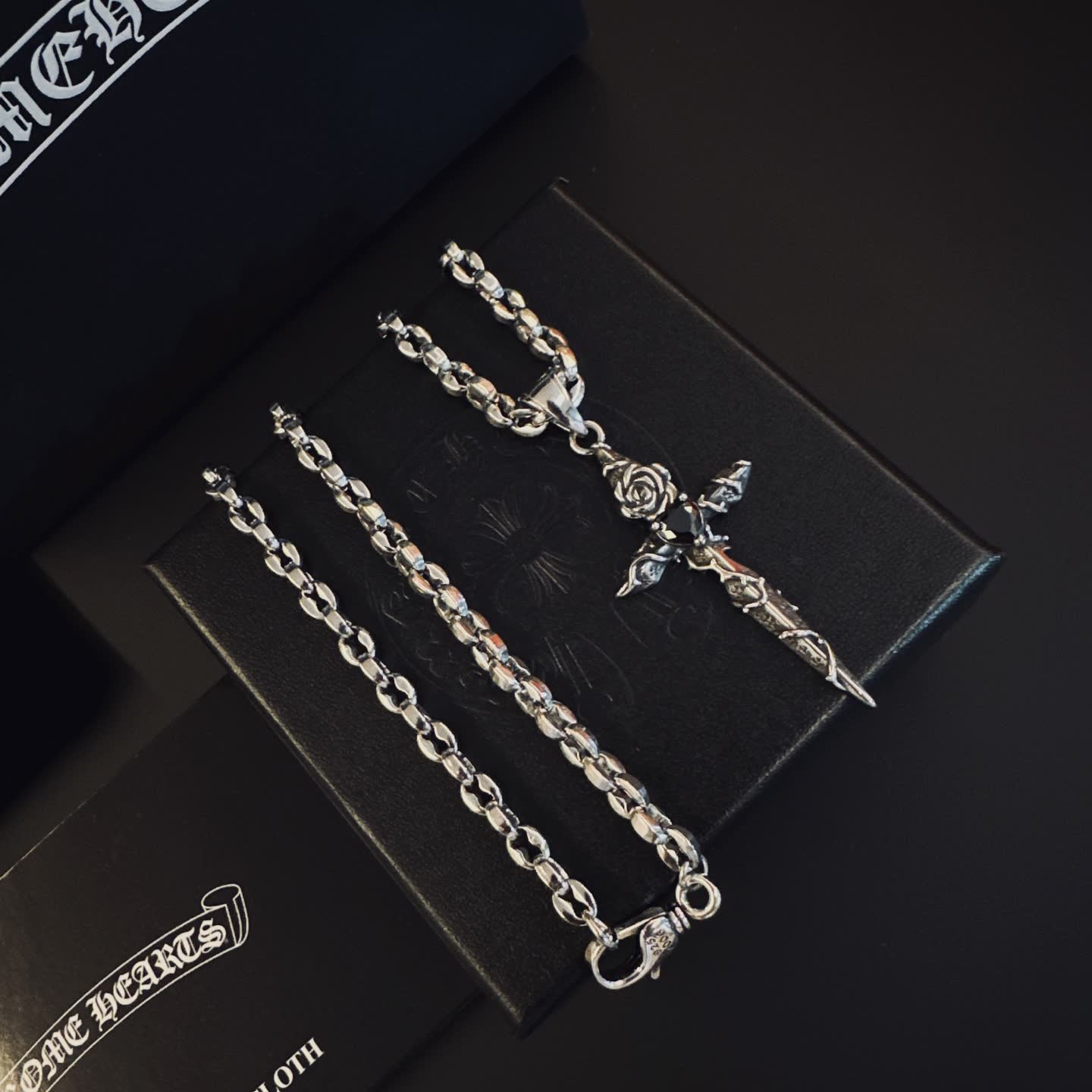 Chrome Hearts Silver Cross Pendant Necklace